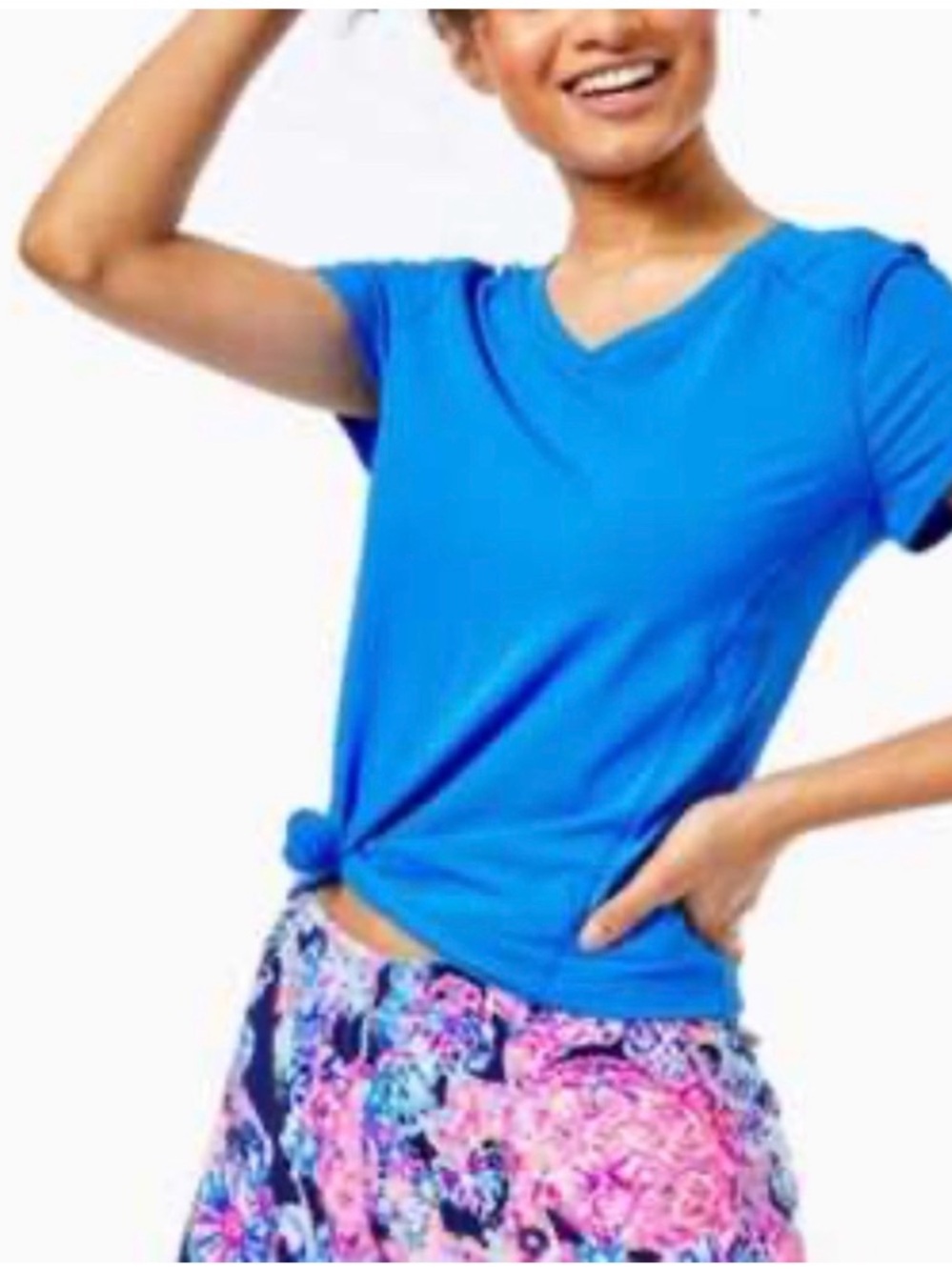 Lilly Pulitzer Luxletic V-Neck Performance Top in Bright Blue Size S